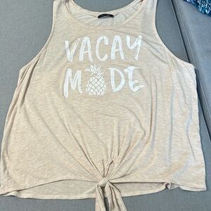 “Vacay mode” peach tank top